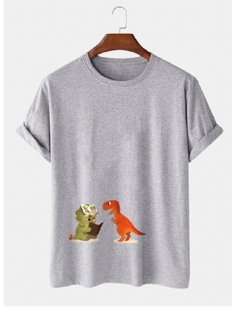 Herr 100% Bomull Tecknade Dinosaurietryck Kortärmade T-shirts