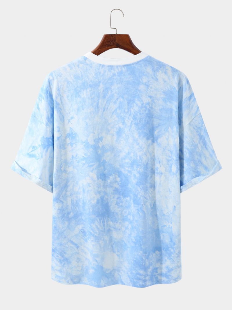 Herr 100% Bomull Tie Dye Läpp-och Naglartryck Hudvänlig Lös Casual T-shirt