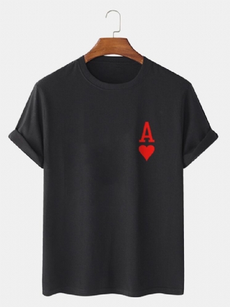 Herr Ace Of Hearts Pokertryck 100% Bomull Kortärmade T-shirts