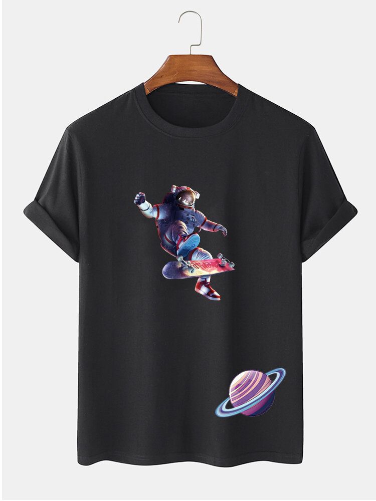 Herr Astronaut Planet Print Kortärmad T-shirt I 100% Bomull