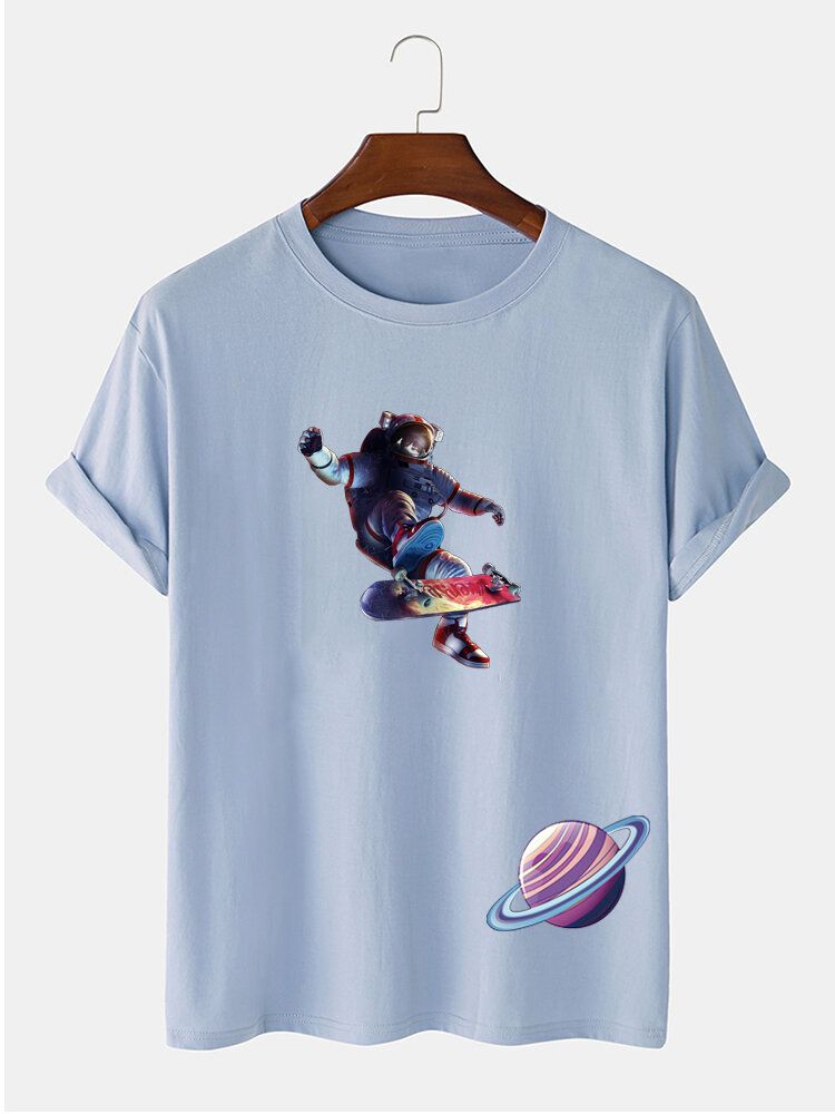 Herr Astronaut Planet Print Kortärmad T-shirt I 100% Bomull