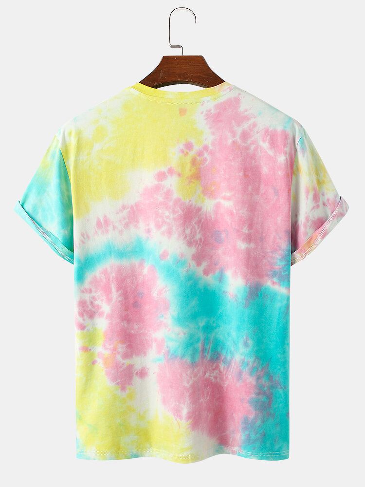 Herr Bomull Söta Blommönster Tie Dye Kortärmade T-shirts