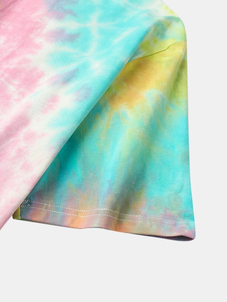 Herr Bomull Söta Blommönster Tie Dye Kortärmade T-shirts