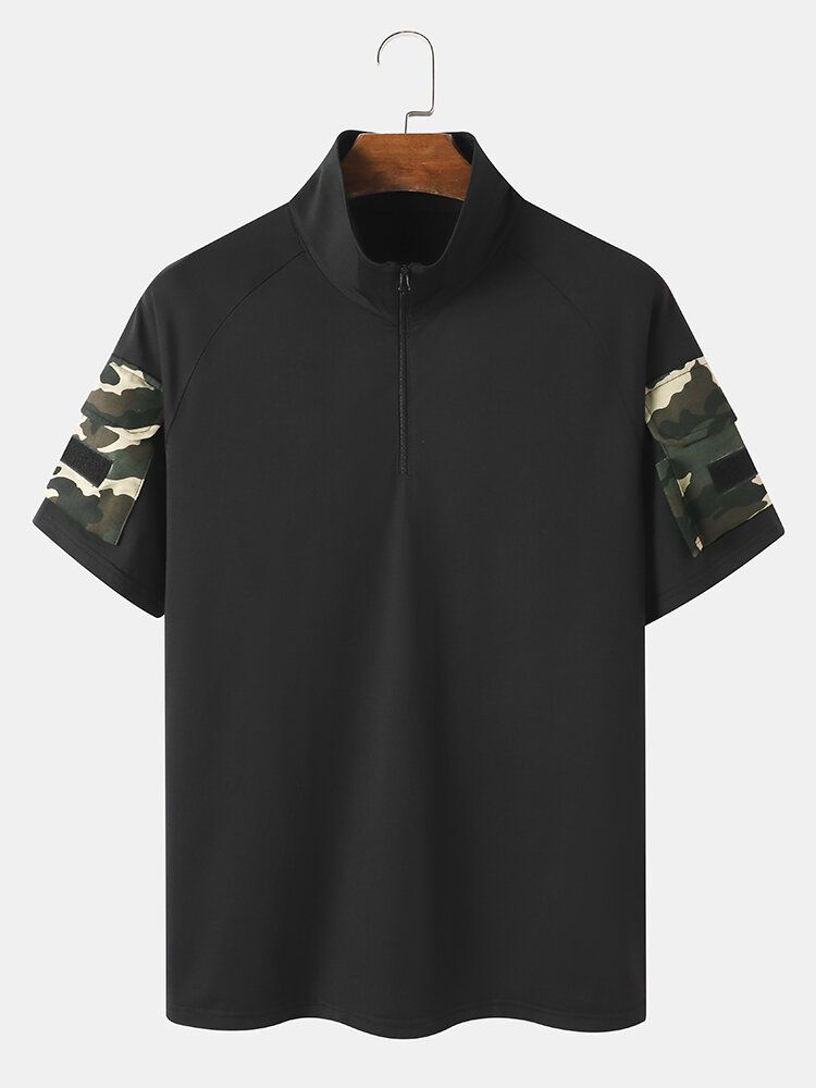 Herr Camo Double Pocket Kardborrband Detaljer Casual Hudvänlig Kortärmad T-shirt