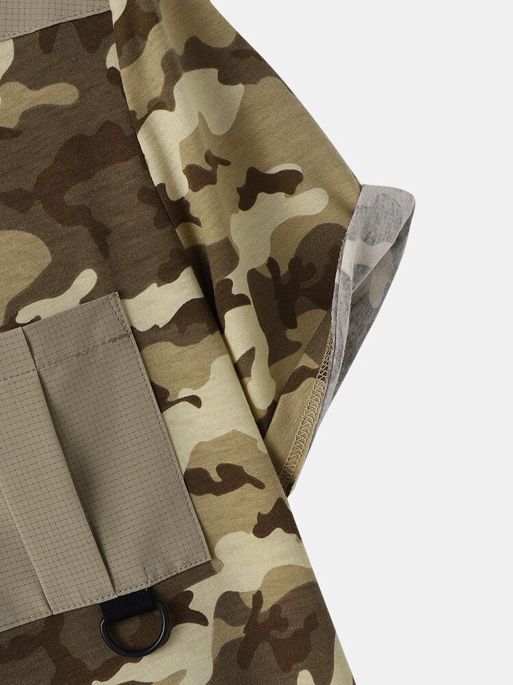 Herr Gingham Camo Print Enkelfickad Fåll Hudvänlig Kortärmad T-shirt