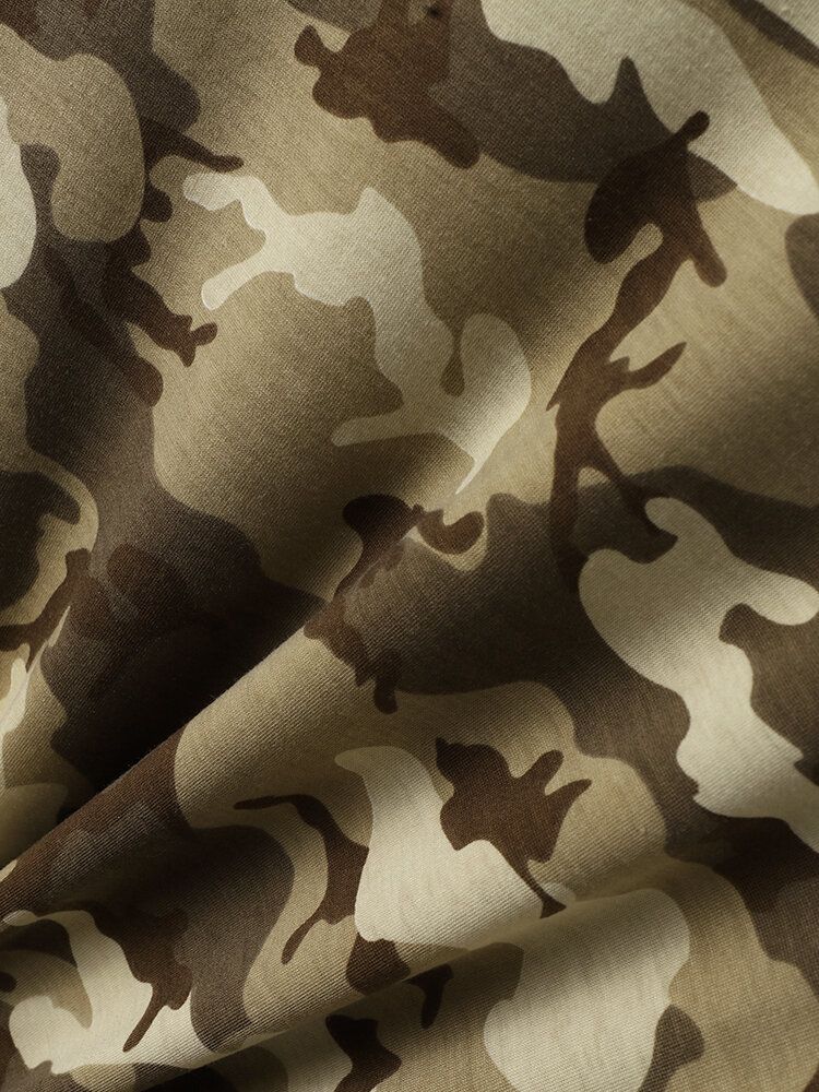 Herr Gingham Camo Print Enkelfickad Fåll Hudvänlig Kortärmad T-shirt