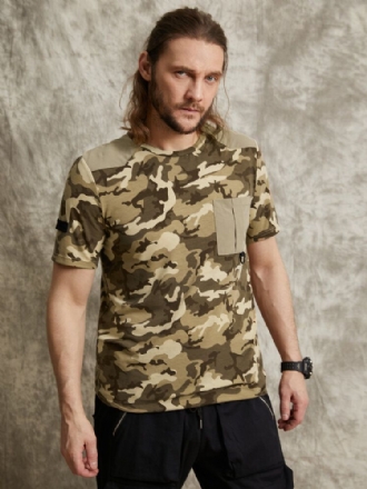 Herr Gingham Camo Print Enkelfickad Fåll Hudvänlig Kortärmad T-shirt