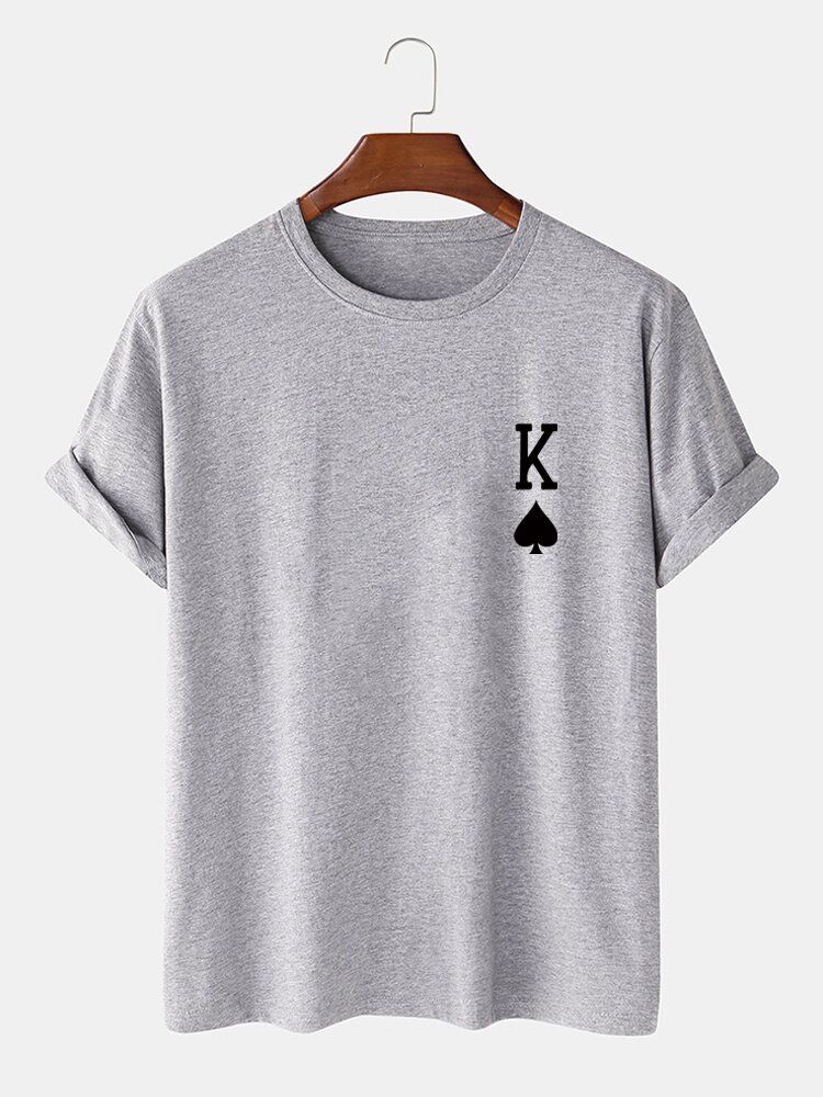 Herr King Of Spades Pokertryck 100% Bomull Kortärmad T-shirt