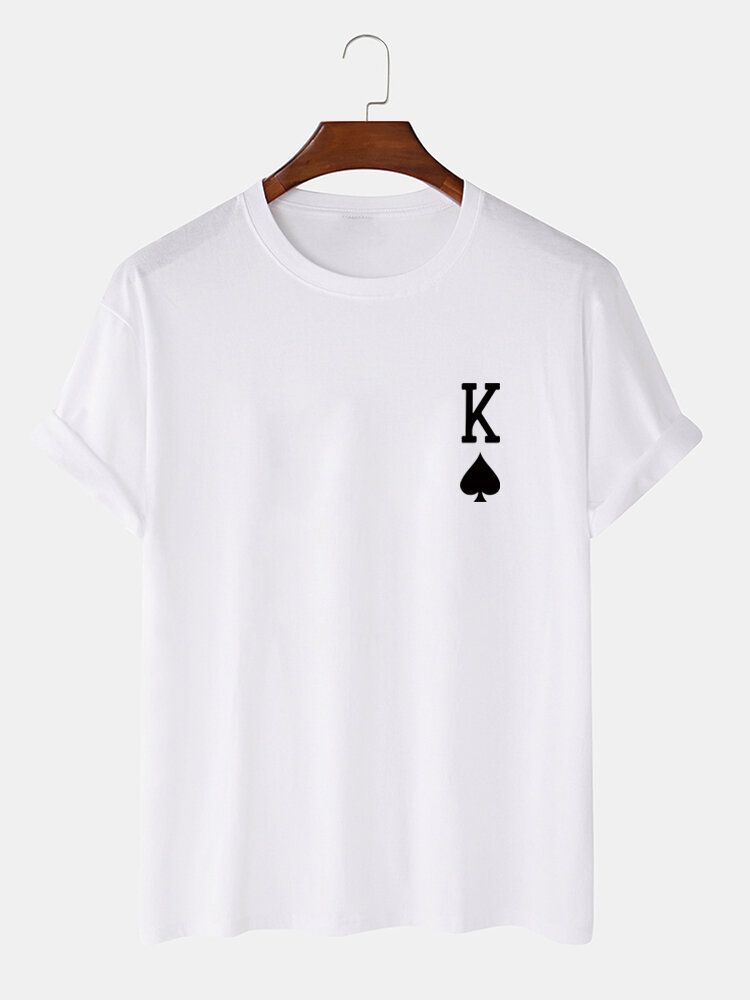 Herr King Of Spades Pokertryck 100% Bomull Kortärmad T-shirt