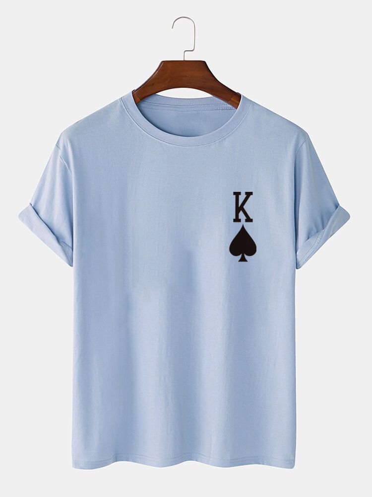 Herr King Of Spades Pokertryck 100% Bomull Kortärmad T-shirt