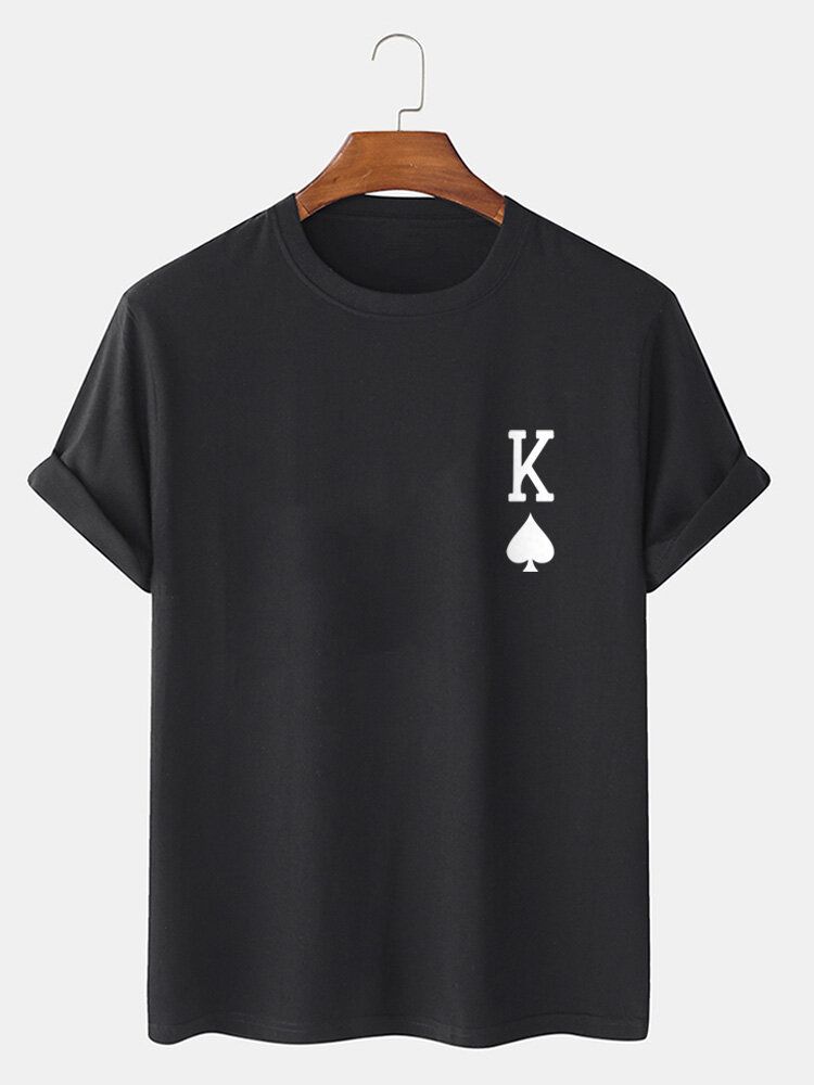 Herr King Of Spades Pokertryck 100% Bomull Kortärmad T-shirt