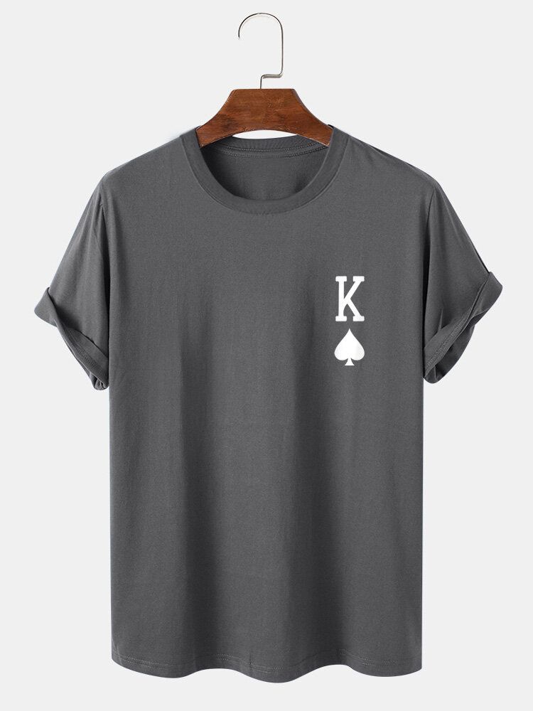 Herr King Of Spades Pokertryck 100% Bomull Kortärmad T-shirt