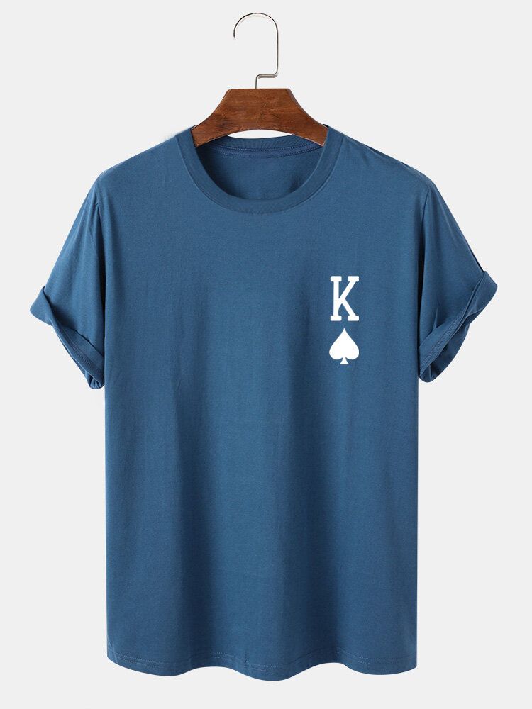 Herr King Of Spades Pokertryck 100% Bomull Kortärmad T-shirt