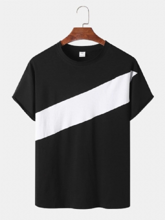 Herr Kontrast Colorblock Hudvänlig Kortärmad Kortärmad T-shirt Avslappnad Stil