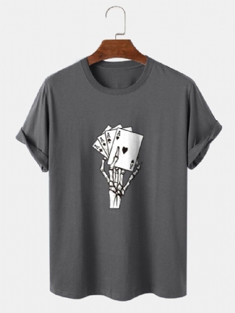 Herr Poker Skelett Hand Graphics Street 100% Bomull Kortärmad T-shirt