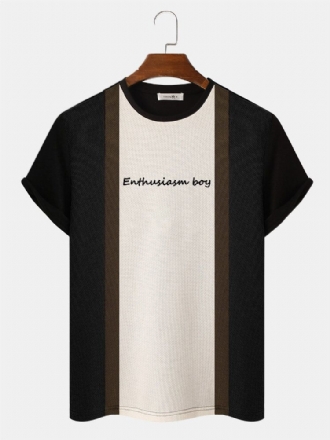 Herr Veins Stripe Patchwork Brevbroderi Preppy T-shirts