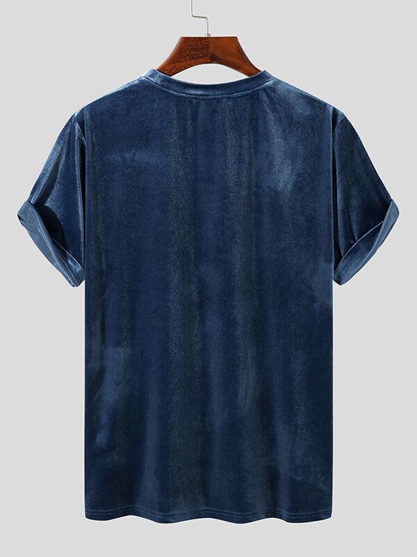 Herr Velvet Rund Neck Kortärmad Loose Fit Trendig T-shirt