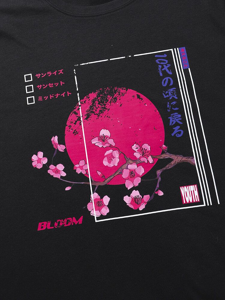 Japanska Körsbärsblommor För Män Med Kortärmade T-shirts I Bomull