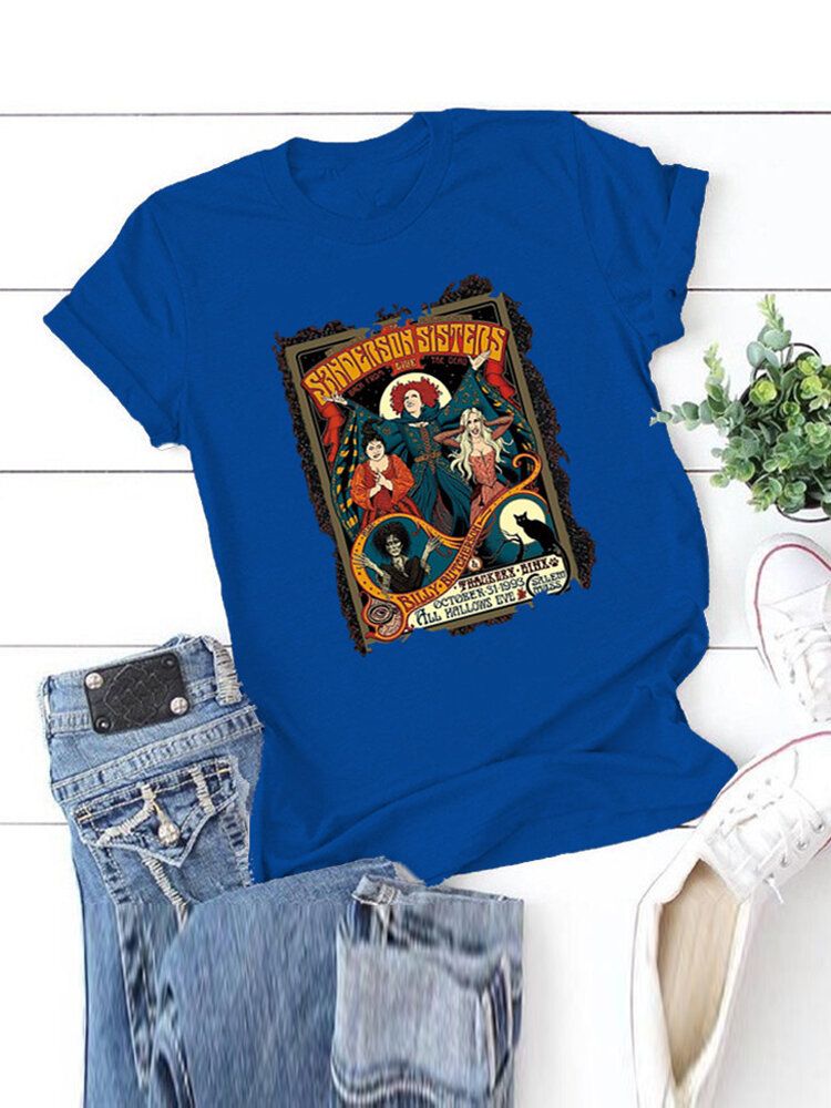 Kvinnor Halloween Figur Grafiskt Tryck Casual Kortärmade T-shirts