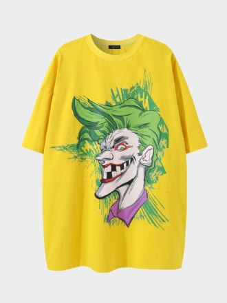 Män 100% Bomull Tecknad Clown Graffiti Lös Andas T-shirt