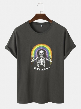 Män Bomull Funny Skull Regnbågstryck Fritid Alla Matchade T-shirts