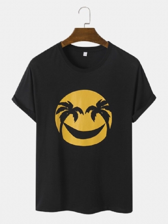 Män Bomull Smile Face Print Graceful Leisure Alla Matchade T-shirts