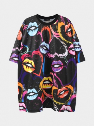 Män Heart Lip All Over Print Supermjuk Hudvänlig Fritid Kortärmad T-shirt