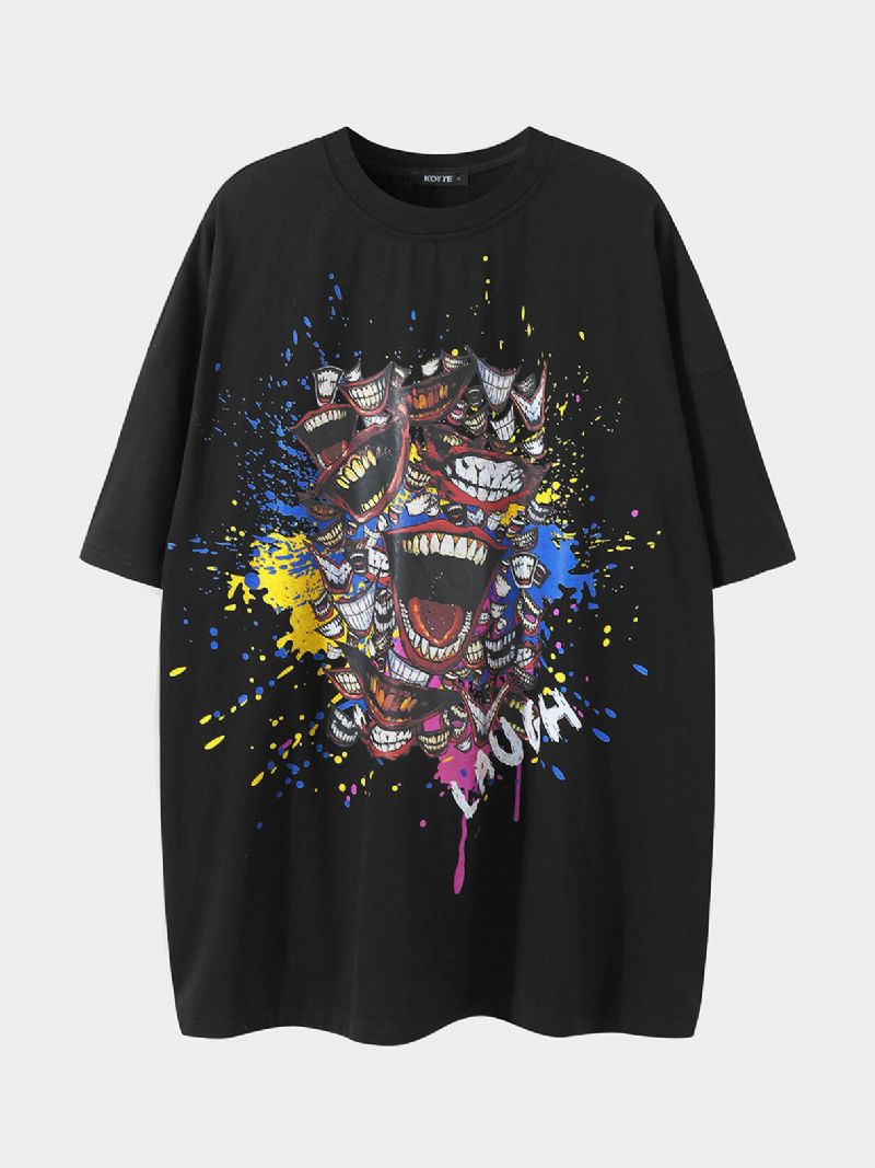 Män Tecknad Färgglad Clowntryck Street Graffiti Casual T-shirt