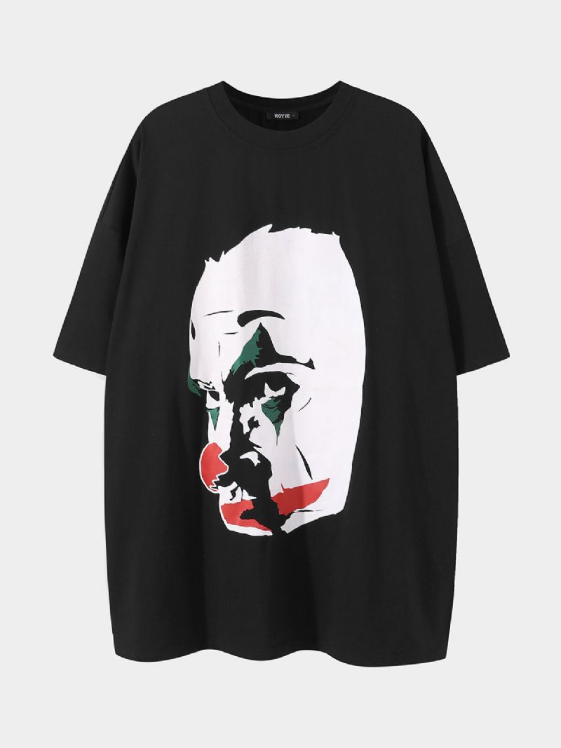 Män Vanligt Clowntryck Supermjuk Rundhalsad Lös T-shirt Som Andas