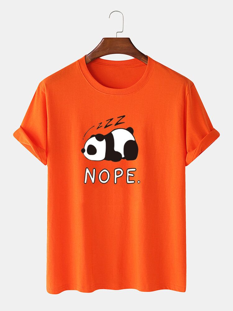 Nope Pandatryck För Män 100% Bomull Lös Casual Kortärmad T-shirt