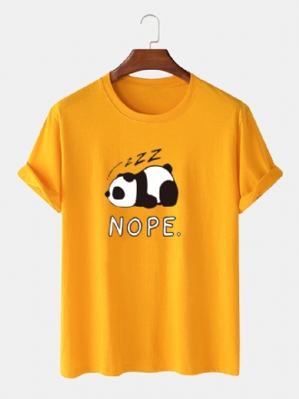 Nope Pandatryck För Män 100% Bomull Lös Casual Kortärmad T-shirt