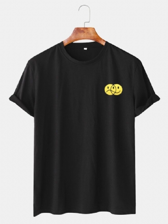 Roliga Emojistryck För Män Med O-ringad Kortärmad Casual T-shirts