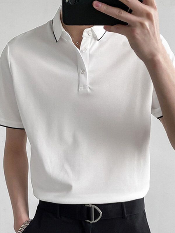 Slim Kontrastfärg Herr Casual Slim Fit Basic Golf Tennis T-shirt