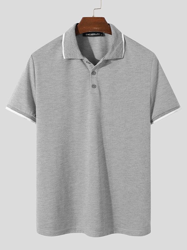 Slim Kontrastfärg Herr Casual Slim Fit Basic Golf Tennis T-shirt