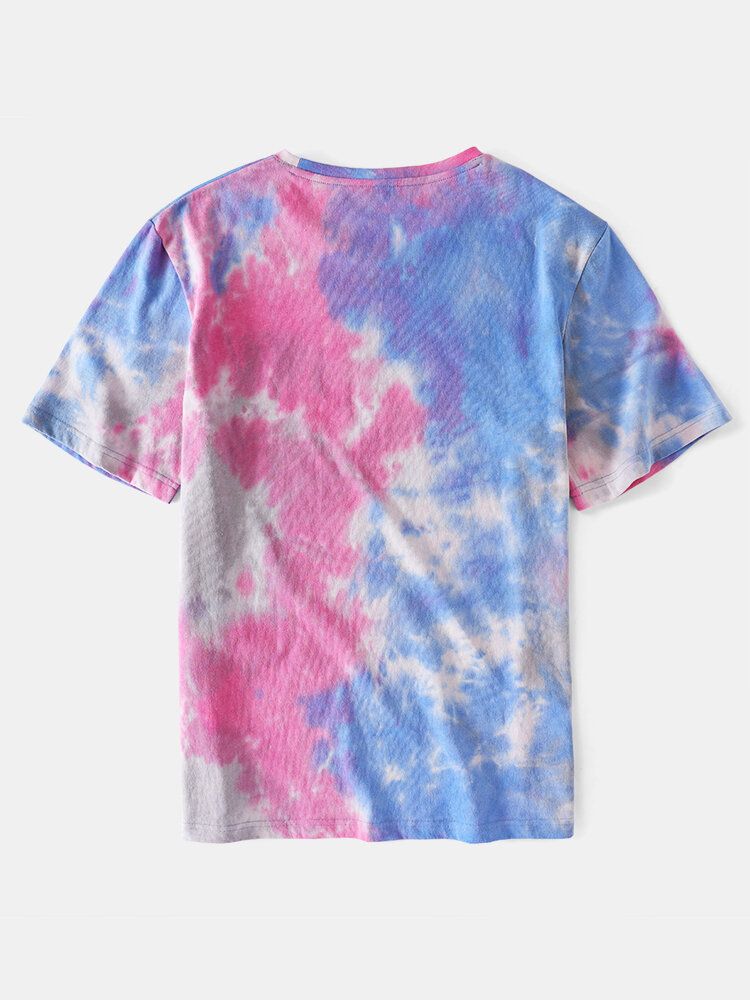 Små Blommönster För Män Tie Dye Rundhalsad Kortärmad T-shirt