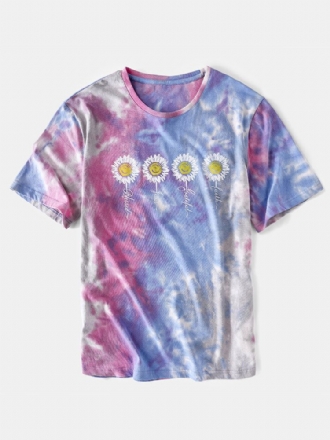 Små Blommönster För Män Tie Dye Rundhalsad Kortärmad T-shirt