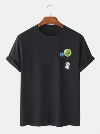 Söt Tecknad Panda För Män Tryckt 00% Bomull Kortärmade T-shirts