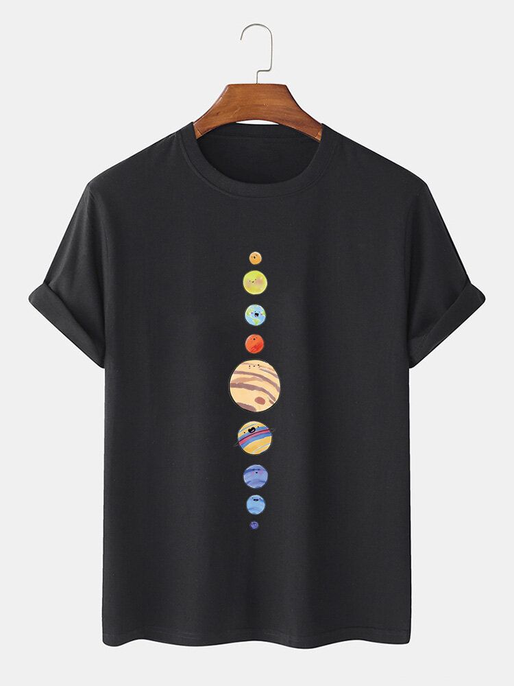 Tecknad Planets För Män 100% Bomull O-ringad T-shirt Med Kort Ärm