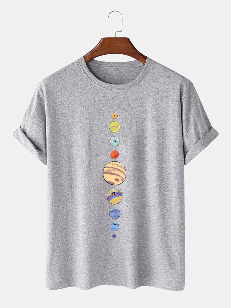 Tecknad Planets För Män 100% Bomull O-ringad T-shirt Med Kort Ärm