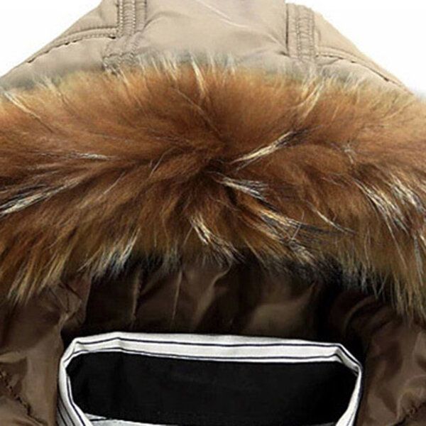 Dunjackor Herr Tjock Varm Pälskrage Hood Parkas Puffer