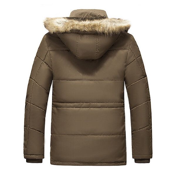 Män Vinter Wark Tjock Fleece Varm Lurvig Hood Outdoor Jacka Parkas