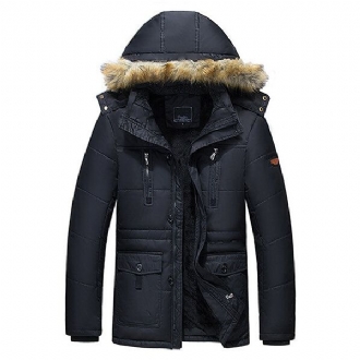 Män Vinter Wark Tjock Fleece Varm Lurvig Hood Outdoor Jacka Parkas