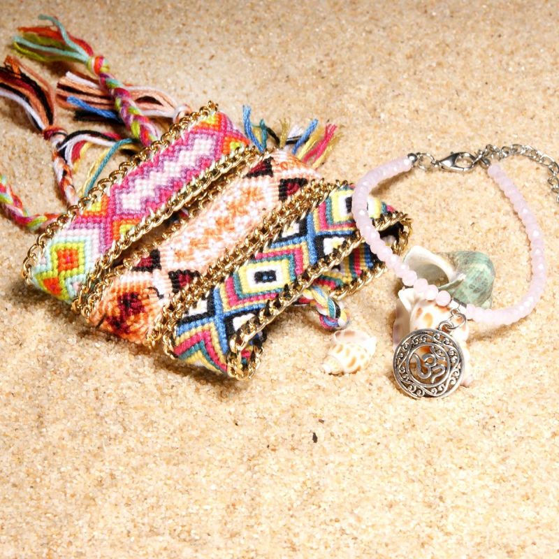 Etniska Dubbla Lager Ankelband Beach Retro Weaving Dam Anklet