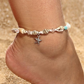 Retro Conch Beaded Yoga Anklet Alloy Sea Star Skor För Kvinnor Handgjord Anklet