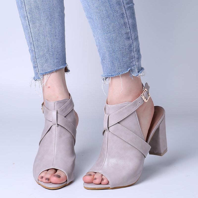 Kvinnor Peep Toe Slingback Spänne Högklackat Pumpar