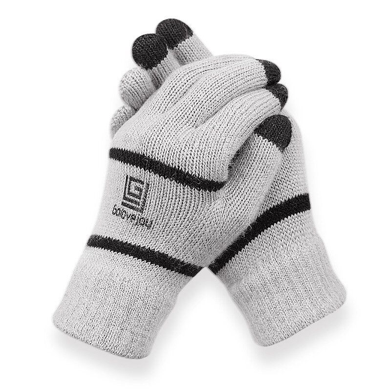 Unisex Vinter Touch Screen Utomhus Ridning Stickade Varma Förtjockade Handskar