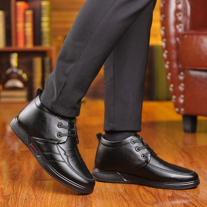 Herr Microfiber Läder Varm Mjuk Sula Business Casual Ankelboots