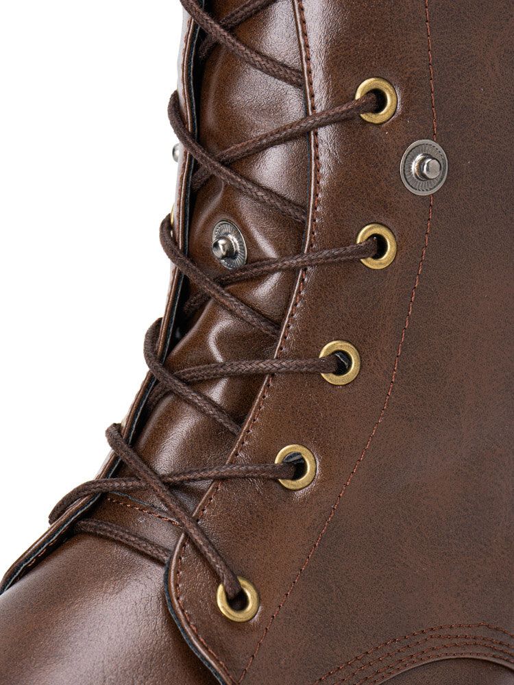 Herr Retro Non Slip Button Casual Western Boots Med Snörning