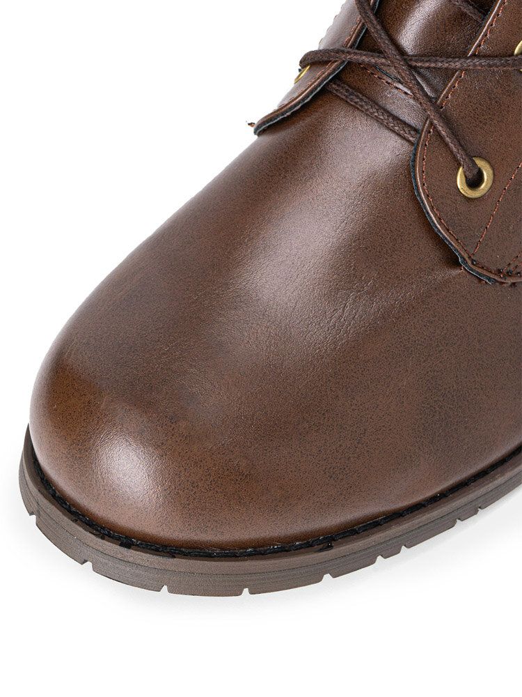 Herr Retro Non Slip Button Casual Western Boots Med Snörning