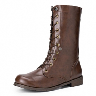 Herr Retro Non Slip Button Casual Western Boots Med Snörning